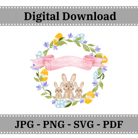 Easter Pink Scroll Wreath - Digital Download