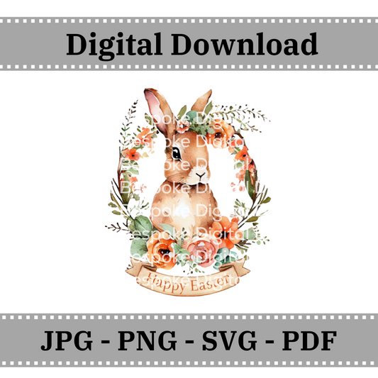 Happy Easter Bunny Wreath - Digital Download