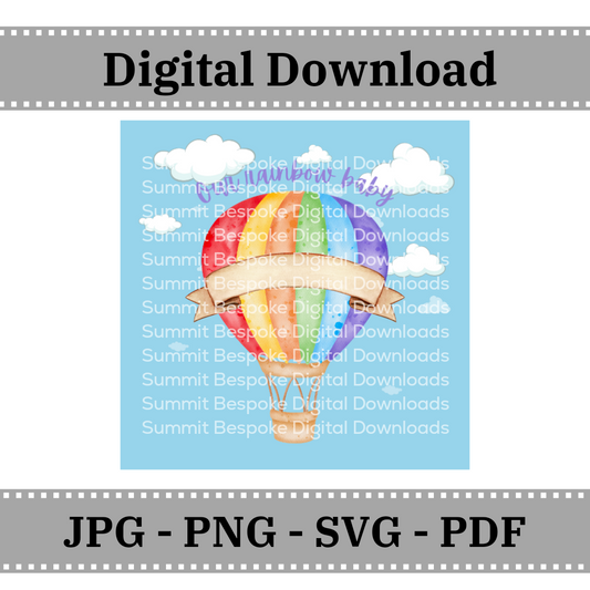 Our rainbow baby - hot air balloon - Digital Download