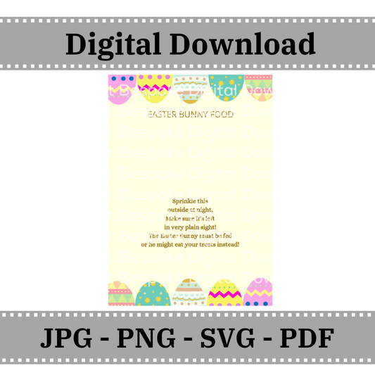 Easter Bunny Food Backing A6 - Pale Yellow - Digital Download