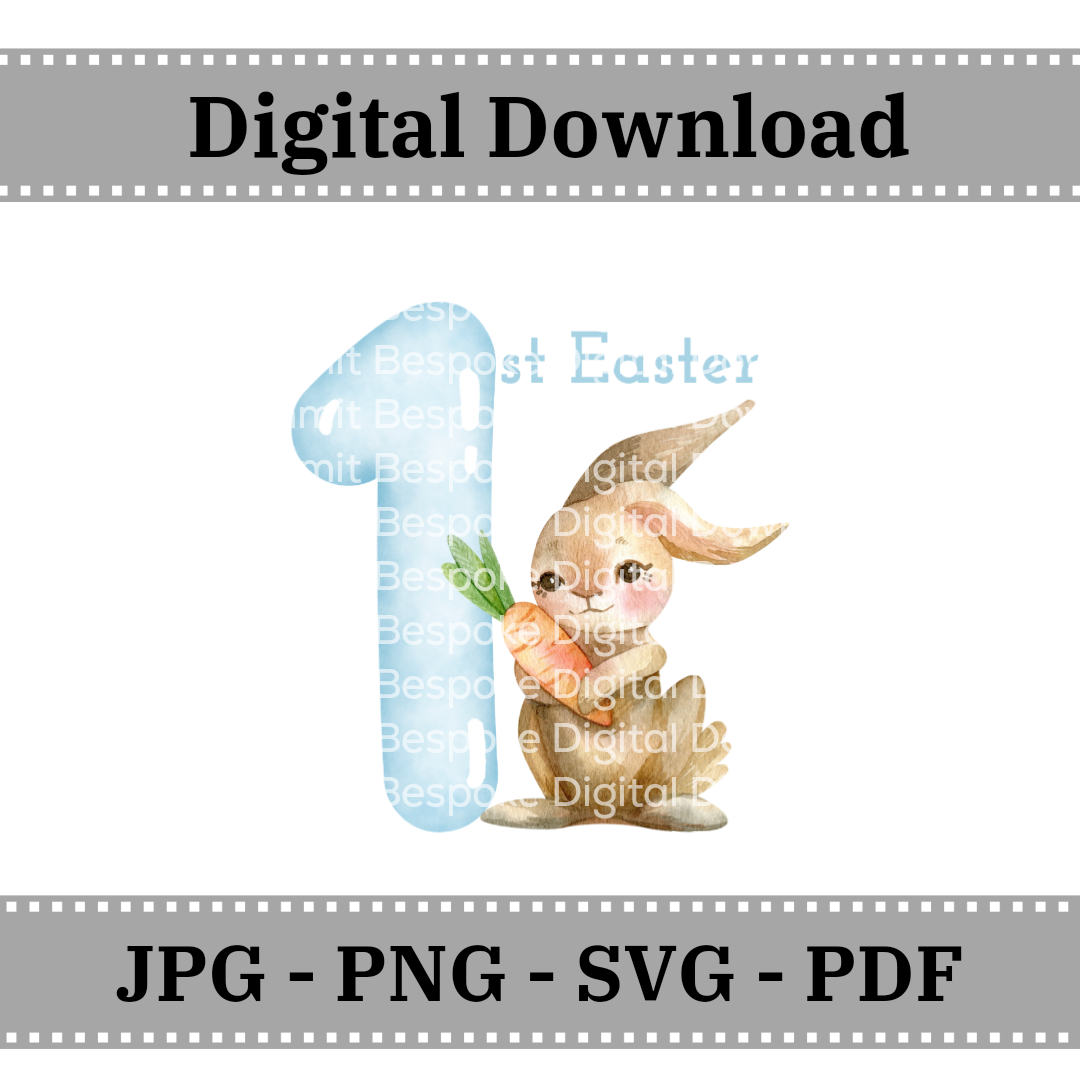 1st Easter Watercolour - Choose pink or blue  - Digital Download